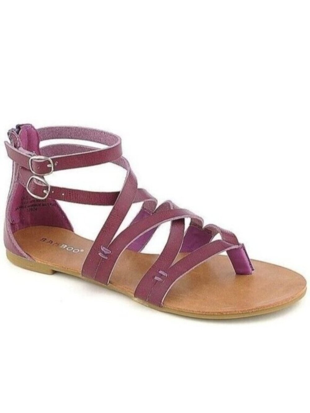 Bamboo Purple Criss Cross Gladiator Ankle Strap Thong Boho Vacay Sandals NEW
